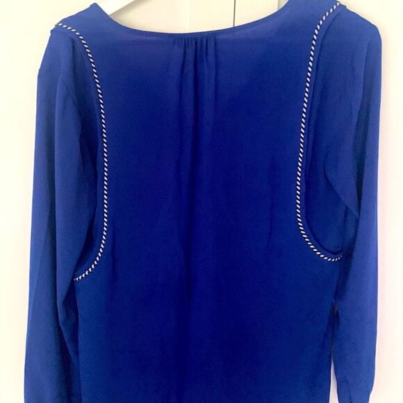 J. CREW Indigo Blue Tassel Oversized Trim Top - Size 0 - Runs Big- Fits XS, S, M - Picture 3 of 8
